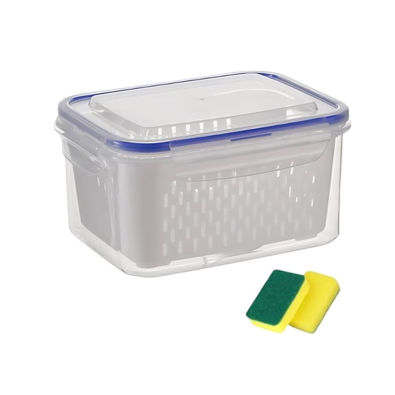 Specollect 1 Pcs 4-in-1 Produce Storage Container, Fresh Keeping Fridge Organizer Bin with Lid, Leak Proof Fruit Vegetable Crisper