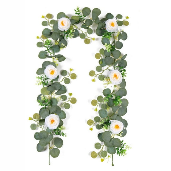 Specollect 1 Pcs 6.3Ft Artificial Rose Garland with Vines Floral Decor for Wedding Party Home Table Runner Wall Arch Decoration