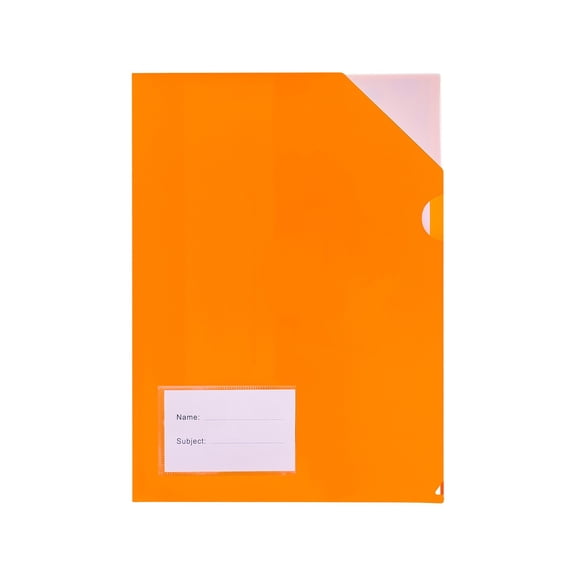 Specollect 1 Pcs A4 Plastic Folder with Clip, Heavy Duty Two Page File Organizer for Office and School, Slanted L-Shaped Document Holder, Waterproof Storage Bag