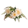 thumbnail image 1 of Specollect 1 Pcs Artificial Dahlia Silk Flower Bouquet with Fern Leaves for Home Decor, Wedding Centerpiece, Table Arrangement, Realistic Fake Floral Bundle for Vase, 1 of 8