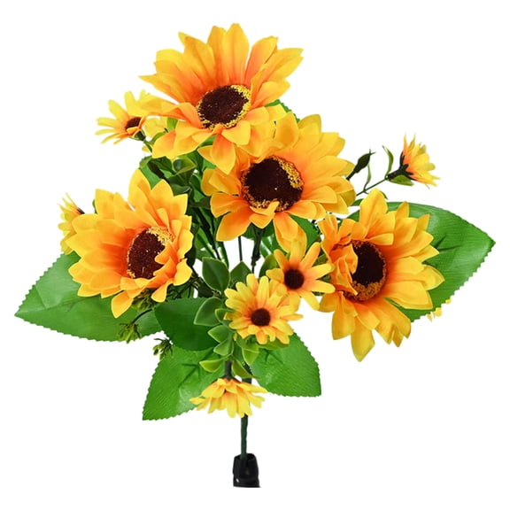 Specollect 1 Pcs Artificial Sunflower Stems Bouquet Fake Flowers for Vase Arrangements Home Decor Wedding Centerpiece Housewarming Gift Indoor Decorations