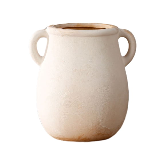Specollect 1 Pcs Double Ear Vase for Farmhouse Decor, Handmade Antique Flower Vase, Rustic Ceramic Vase for Table Centerpiece, Kitchen Countertop, Windowsill, Fireplace Mantle