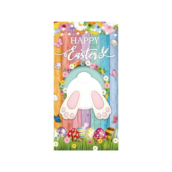 Specollect 1 Pcs Easter Door Cover Curtain with Bunny and Egg Pattern for Spring Holiday Party Decoration, Front Door Wall Hanging Decor, Festive Indoor Outdoor Home Decorations 35 X 72 In