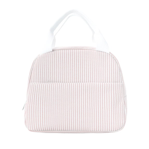 Specollect 1 Pcs Fabric Striped Lunch Bag for Office Commute Insulated Reusable Lunch Box Carrier Handheld Tote