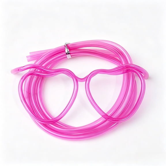 Specollect 1 Pcs Funny Heart Shaped Glasses Straws Hands Free Drinking Tool for Party Birthday Pool Cute Novelty Reusable