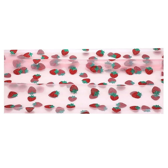 Specollect 1 Pcs Glitter Strawberry Table Runner for Party Decorations Elegant Sheer Gauze Tablecloth with Glitter Trim for Wedding Anniversary Spring Summer Celebration Decorative