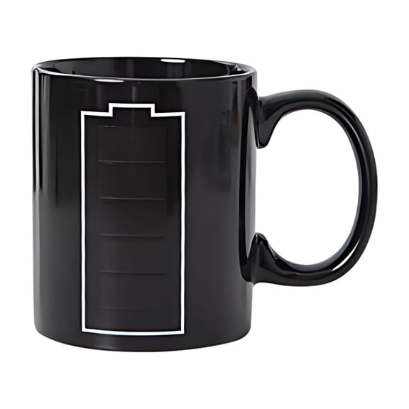 Specollect 1 Pcs Heat Changing Battery Meter Charging Mug, Temperature Sensitive Color Changing Ceramic Cup for Coffee Tea, Fun Interactive Gift Idea