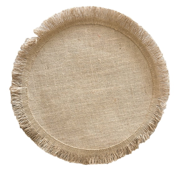 Specollect 1 Pcs Jute Placemat with Tassel, Heat-Resistant Round Table Mat for Dining, Natural Linen Insulation Pad, Washable Home Decor