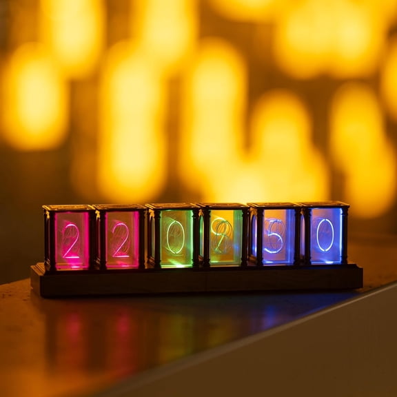 Specollect 1 Pcs LED Nixie Tube Alarm Clock Retro Decor Desktop Digital Clock for Bedroom Office Modern Electronic Display Timepiece