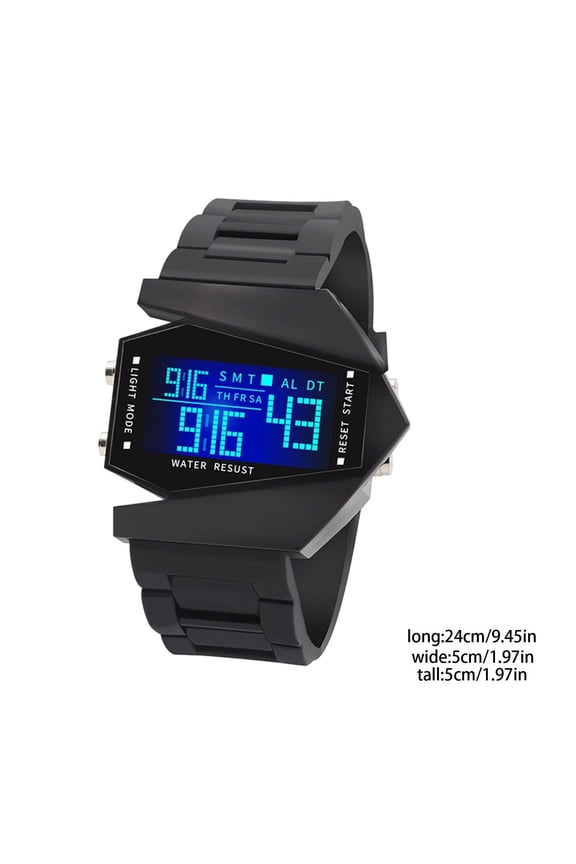 1 Pcs LED Watch for Men, Creative Luminous Sport Watch with Airplane Shape & Multicolor Display, Unique Gift for Night Sports