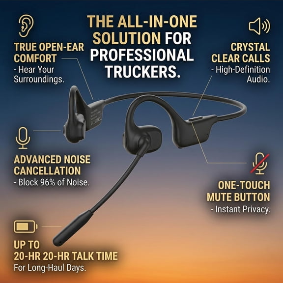 Specollect 1 Pcs Open Ear Bluetooth Headset, Wireless Hands-Free Truck Driver Headset for Office Conference Driving Call