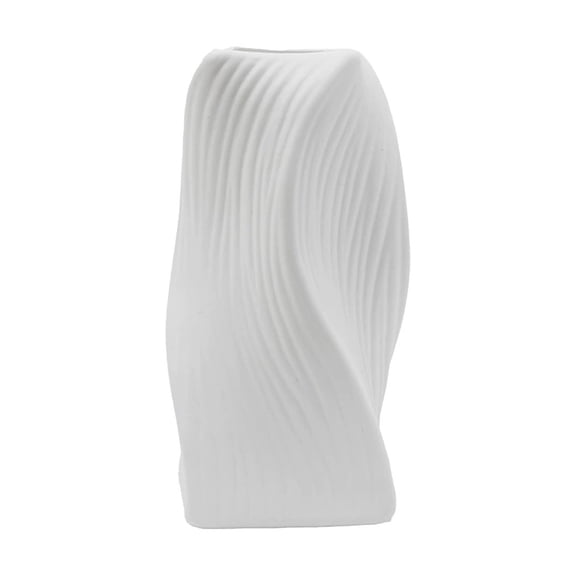 Specollect 1 Pcs Plastic Vase, Non-Fragile Striped Design, Decorative Tabletop Centerpiece for Home Office Wedding Dining Decor, Durable Modern Gift S