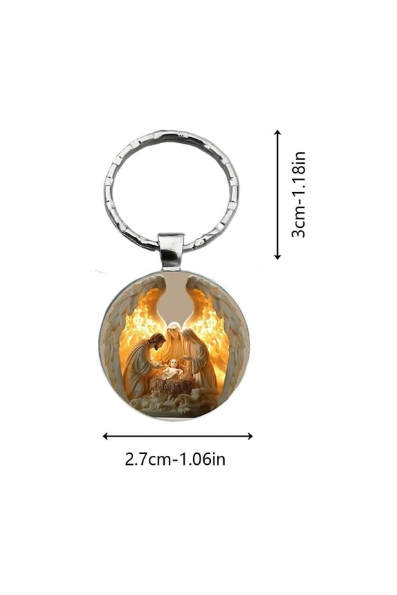1 Pcs Religious Inspirational Keychain Gift for Christmas, Blessed Metal Key Ring for Car Keys, Baptism Confirmation Accessory