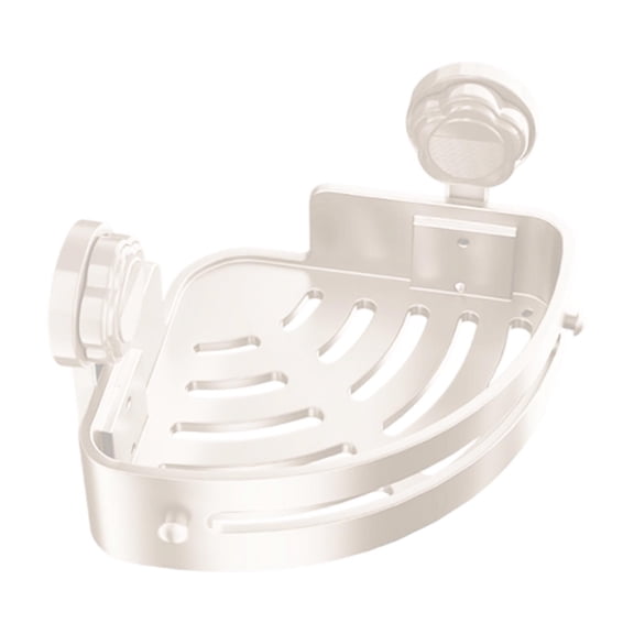 Specollect 1 Pcs Shower Corner Organizer Suction Cup Wall Mounted Rack, Sturdy Bathroom Storage Shelf with Drop Guards for Shampoo Bottles, No-Drill Bathroom Triangle Basket