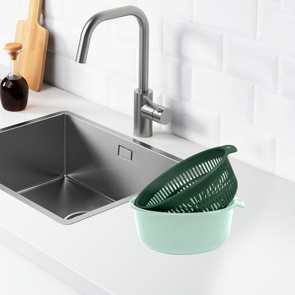 Specollect 1 Pcs Small Collapsible Colander Set with Strainer Bowl,Fruit Washing Basket with Strainer,Plastic Colander for Kitchen, Foldable Double Layered Colander Bowl for Berry, Vegetable