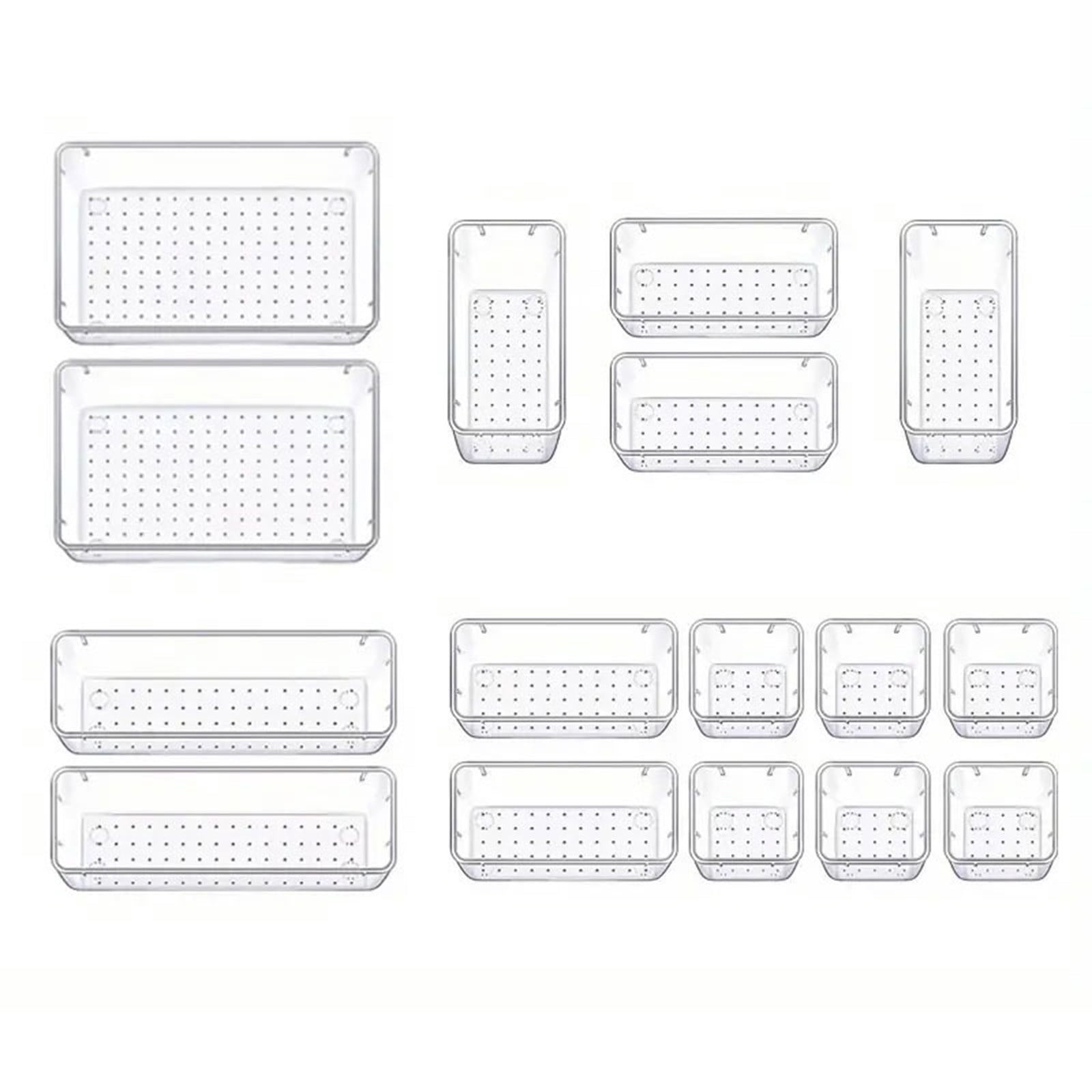 Specollect 1 Pcs Transparent Drawer Divider Storage Box Set, Adjustable Organizer for Cosmetics, Cutlery, Office Desk Accessories, Non-Slip Modular Container
