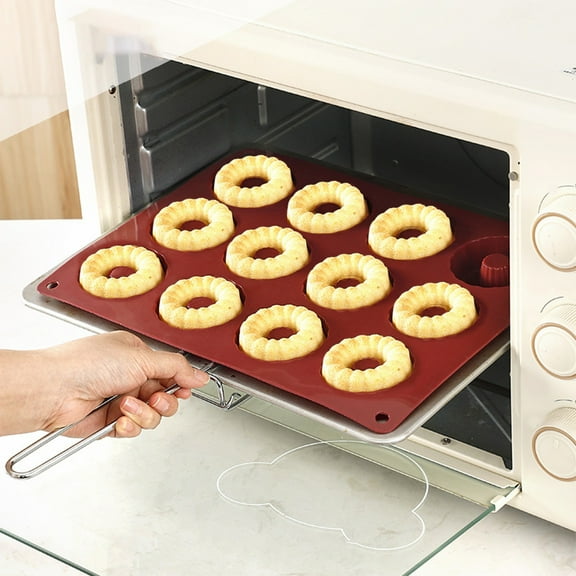 Specollect 12 Cavity Donut Baking Pans, Nonstick Doughnut Pans Carbon Steel Donut Mold, Bagel Pan for Baking Donut Baking Tray Bagels Mold High Temperature Baking Easy To Handle