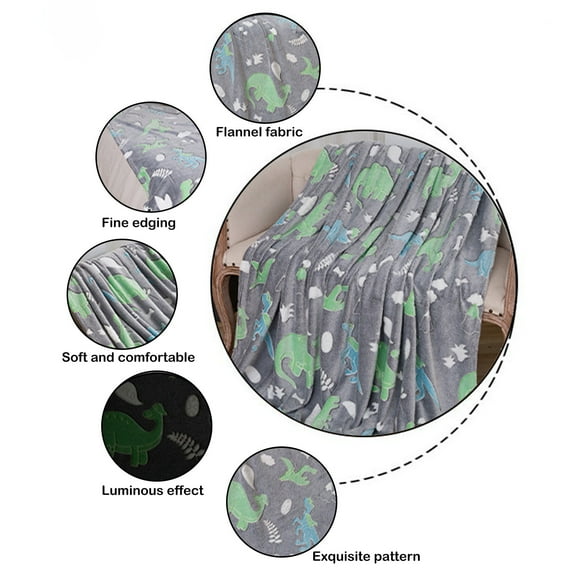 Specollect 2 Flannel Bed Blanket Luminous Blanket - All Season Blanket - Soft Breathable Lightweight - Perfect Blanket Layer for Couch Bed Sofa - Cozy Warm Queen Size Bed Blanket Grey 24x20x3.5cm