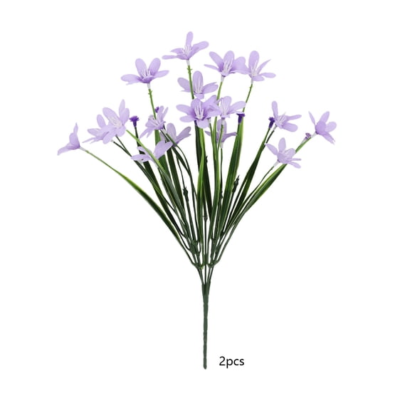 Specollect 2 Pcs Fake Flowers Orchid Artificial Silk Spring Grass Arrangement for Wedding Home Decor Whimsical Vase Mantle Decoration Lifelike Floral Stems