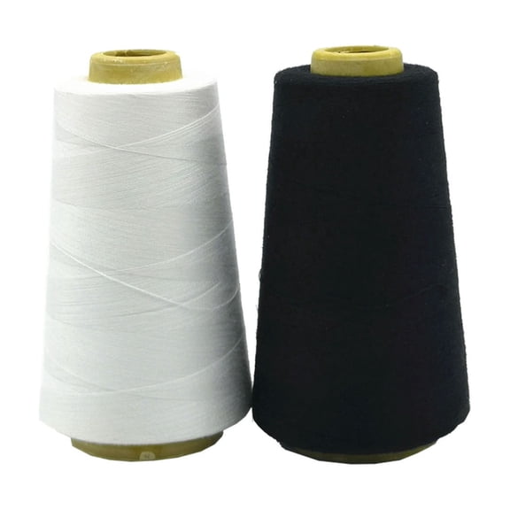 Specollect 2 Pcs Household Sewing Thread for Fabric Repair, Polyester Stitching Thread for Sewing Machines & Hand Crafts, Durable Black and White Spool Set