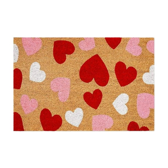 Specollect 2 Pcs Valentine's Day Welcome Doormat Red and Pink Heart Sweet Rug, Non-Slip Indoor Outdoor Entrance Porch Decor