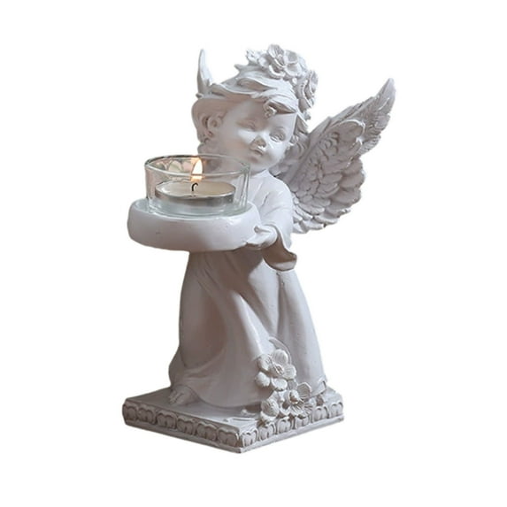 Specollect 2 Pcs Vintage Angel Wing Candlestick Holder, Resin Decorative Ornament for Tabletop, Shelf, Living Room, Romantic Mood