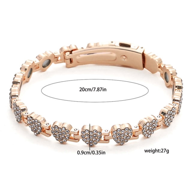 Specollect 2 Pcs Women's Magnetic Copper Bracelet with Heart Zirconia, Adjustable Folding Clasp, Gift