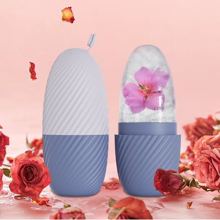 Specollect 2Pcs Ice Face Roller, Reusable Silicone Mold Face Massage Eye Facial Beauty Skin Care Tools Apply Ice for Shrink Pores Anti Wrinkle Reduce Puffiness Improve Skin Elasticity, Striped