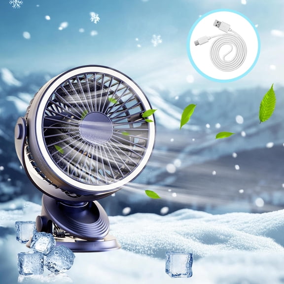 Specollect 2Pcs Portable Vertical Clip on Fan, Rechargeable Fan with Battery Operated, Small Fan with Powerful Clip Design, 3 Wind Speed, 360° Rotation, Ultra-Low Noise Level Personal Fan for Travel