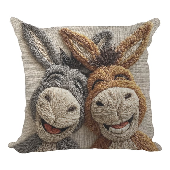 Specollect 3 Pcs Cute Animal Print Pillow Cover Polyester Sofa Living Room Decorative Throw Cushion Cover Embroidered-Like Design Home Decor 45x45cm