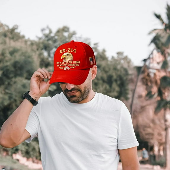 Specollect 3 Pcs Military Veteran Hat -214 Reference Patriotic Baseball Cap for Retired Soldiers, Comfortable Adjustable, Veterans Day Gift, Homecoming, Retirement Ceremony