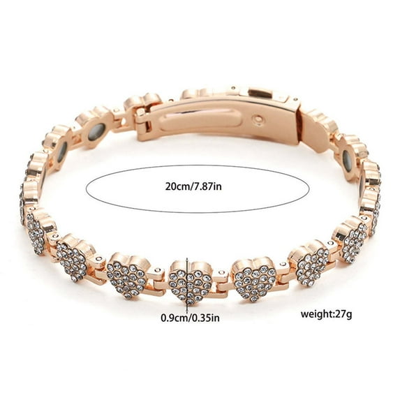 Specollect 3 Pcs Women's Magnetic Copper Bracelet with Heart Zirconia, Adjustable Folding Clasp, Gift