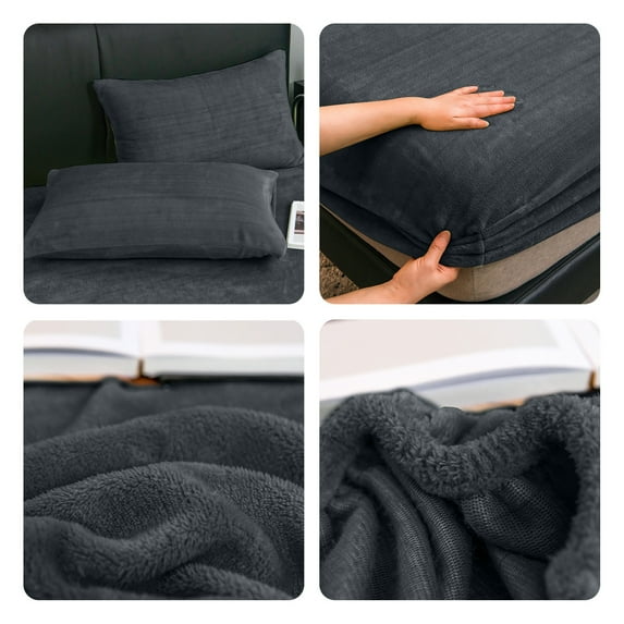 Specollect 3pcs Elegants Home Flannel Sheet Set 100% Cotton, Velvety Soft Heavyweight - Double Brushed Flannel - Deep Pocket Cozy Warm,Non Pilling Fuzzy,Antis-Statics 150x200cm