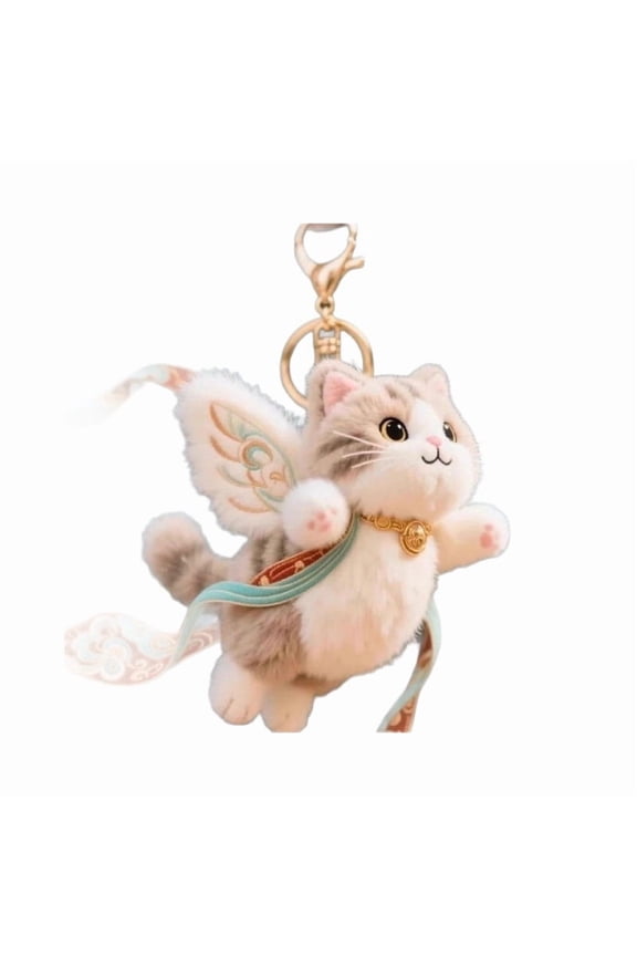 4 Pcs Cloud Ribbon Doll Keychain Soft Cute Bag Charm Pendant Ornament Adorable Embroidery Plush Toy Gift for Backpack Purse Accessories