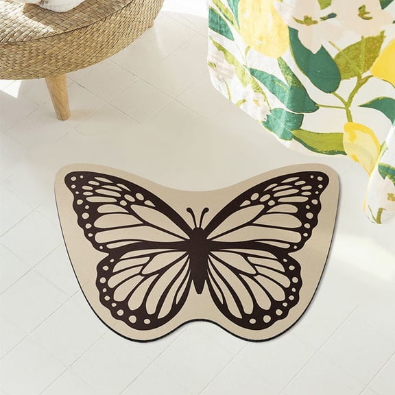 Specollect 5Pcs Kids Diatom Rugs for Bedroom,Large Butterfly Nursery Area Rug for Playroom,Kids Play Mat Non Slip Washable Shaped Carpet Super Soft Cute Baby Crawling Mat for Girls Living Room