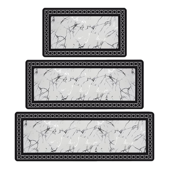 Specollect 6Pcs Marble Texture Kitchen Mat Water Absorbent Kitchen Floor Rugs Non Slip Entrance Runner Rugs Farmhouse Laundry Throw mats Machine Washable Carpet Sets for Indoormat Balcony Garage