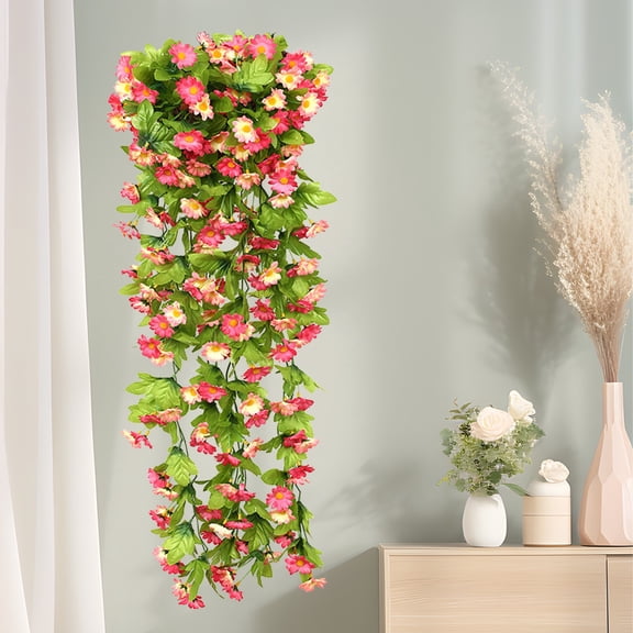 Specollect Artificial Fake Hanging Flowers Plants for Outdoor Spring Decoration,Faux Silk Daisy with Eucalyptus Leaves,UV Resistant Look Real for Outside Home Indoor Planter Porch Patio Balcony Yard