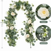 Specollect Artificial Garland Flowers, 6ft Floral Greenery Garland Rose Flower Vine Garland with Mixed Peony Flowers and Green Leaves for Wedding Dining Table Home Party Decor