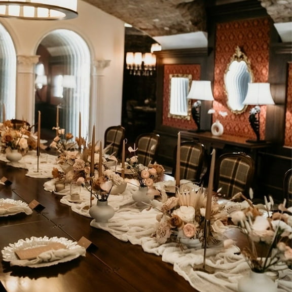 Specollect Cheesecloth Table Runner 35x157Inch Boho Gauze Cheese Cloth Table Runner Long Romantic Sheer Table Runner for Wedding Bridal Baby Shower Birthday Party Table Decoration