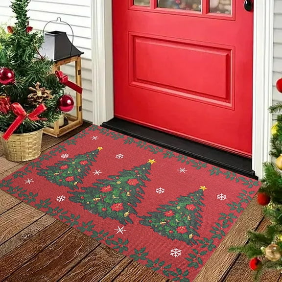 Specollect Christmas Kitchen Mat Non-Slip Absorbent Floor Rug Holiday Decor Polyester Washable Entryway Dining Room Anti-Fatigue Cushioned