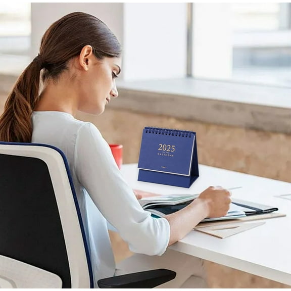 Specollect Clearance 1 Packs Desk Calendar 2025-2026 - Small Flip Desktop Calendar Runs, Mini Desk Calendar Thick Paper Twin-Wire Binding with Stickers for Home Office School