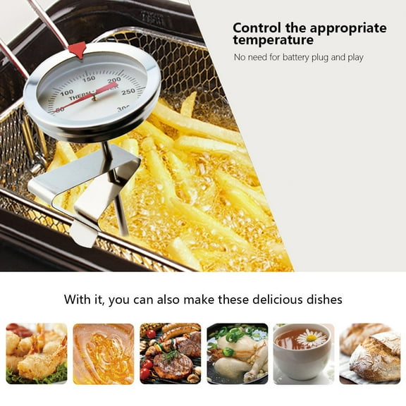 Specollect Clearance 1 Packs Frying Pyrometer Stainless Steel Deep Fry Thermometer with Instant Read,Dial Thermometer,Stainless Steel Stem Meat Cooking Thermometer,Best for Turkey,BBQ,Grill 15cm