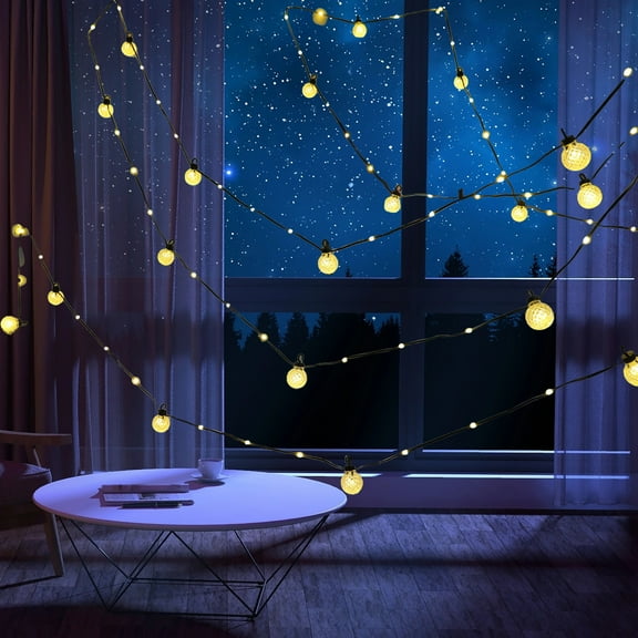 Specollect Clearance 1 Packs Solar String Lights Outdoor Waterproof & Remote Control Solar Patio Lights Long Last for Dimmable Solar Power LED Bulbs for Porch Garden Market Bistro Camping