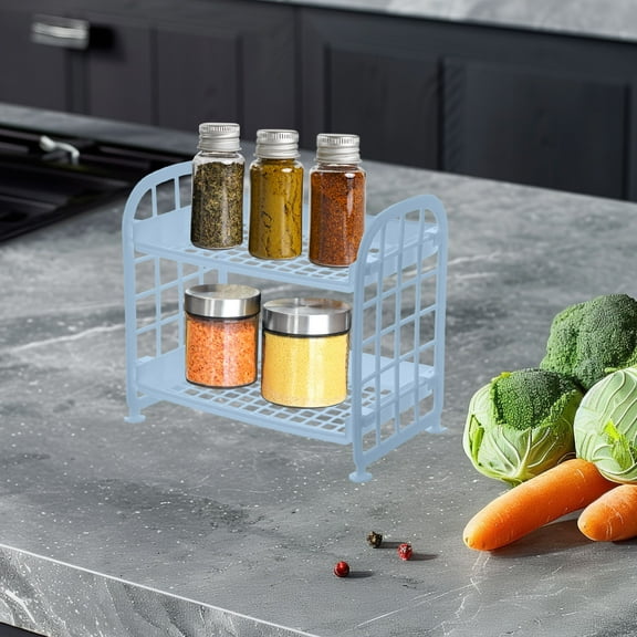 Specollect Clearance 1 Pcs Kitchen Storage Rack Cosmetic Stationery Storage Holder, 2-Tier Multifunctional Plastic Shelf Makeup Organizer for Skincare Office Kitchen Bedroom Bathroom Home