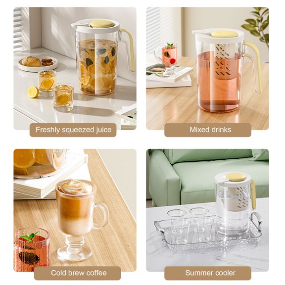 Specollect Clearance 1 Pcs Pitcher, Unbreakable Plastic Water Pitcher with Lid, BPA-Free, Heat-Resistant, Dishwasher-Safe, Great for Both Iced and Hot Drinks, Indoors and Outdoors