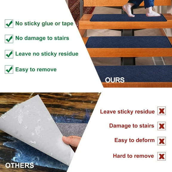 Specollect Clearance 1 Pcs Stair Treads Carpet 4 pcs for Wooden Steps with Non Slip Rubber Backing, Soft Stairs Resistant Indoor Skid Runner Safety Rugs for Kids Elders and Pets Can Be Cut And Washed