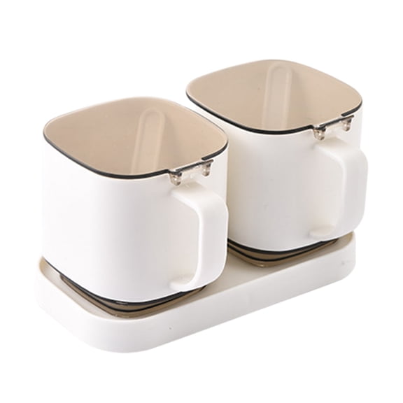 Specollect Clearance 1Pcs 2-Grids Salt Container Storage Pepper,Table Salt, Sugar,Gourmet Salts,Spice Chili Herbs Salt Container with Spoon