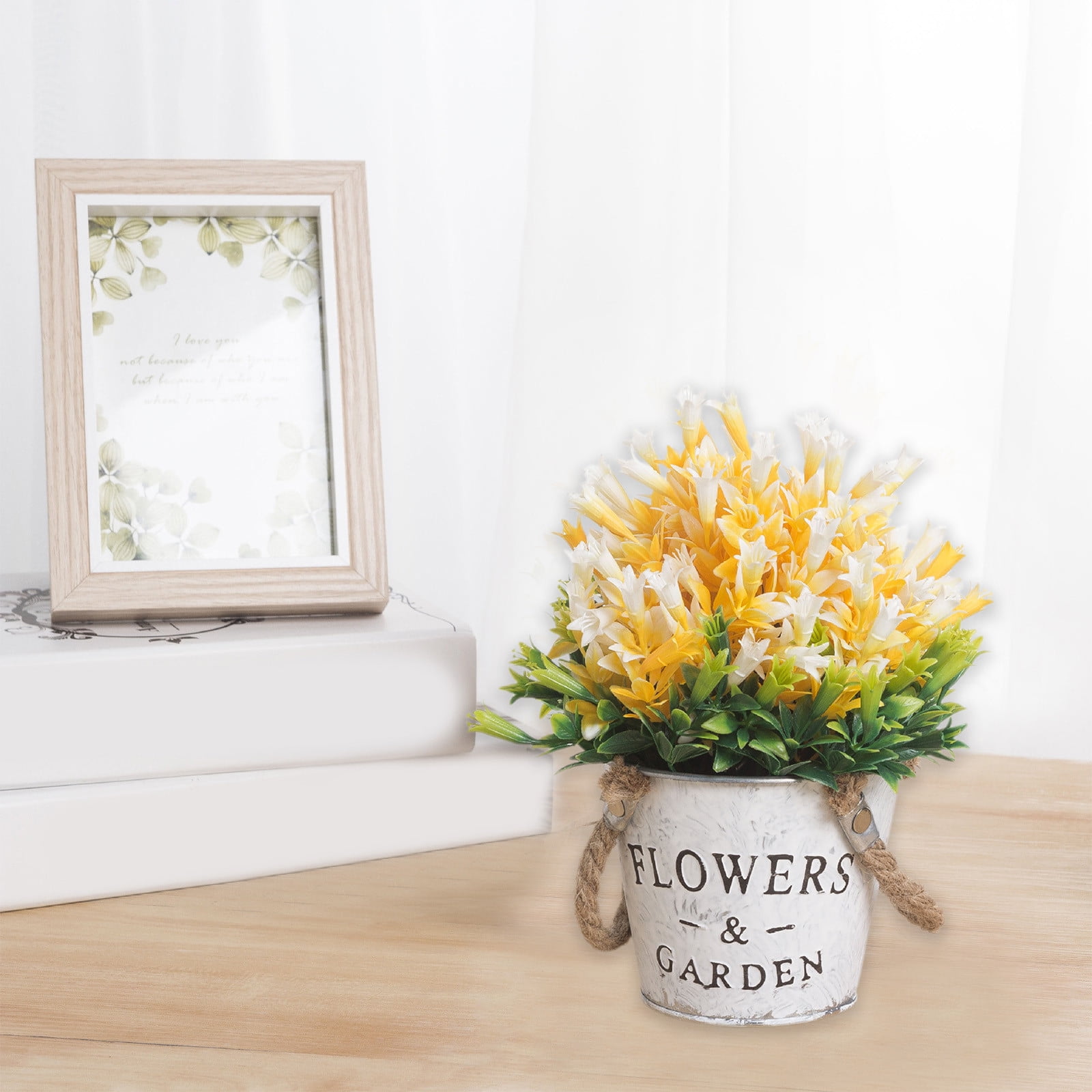 Specollect 1Pcs Artificial Flowers with Vase Silk Fake Flowers Arrangements in Glass Vase with Faux Water for Home Bathroom Office Table Centerpiece Shelf Decorations