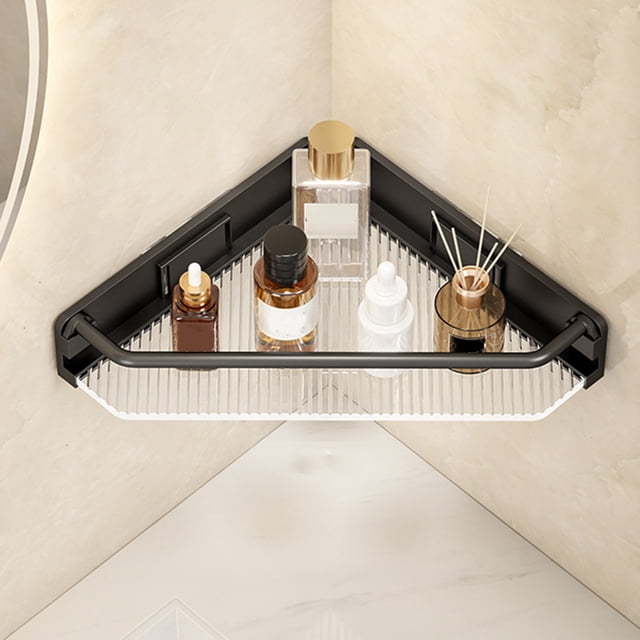 Specollect Clearance 1Pcs Corner Bathroom Organizer Countertop, Plastic Bathroom Counter Organizer, Vanity Tray Sink Shelf with Hooks, for Makeup Storage