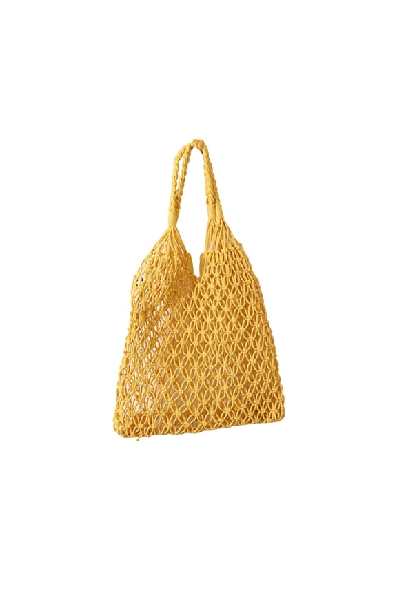 Clearance 1Pcs Crochet Backpack Flap Drawstring Shoulders Bag Summer Beach Woven Tote Bag, Straw Rattan Raffia Bucket Bag, Handmade Basket Handbag